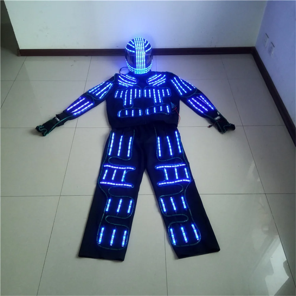 

Magicool Colorful Led Robot Costumes EL Wire luminous Lighting Helmet Jacket Suit Glowing Pants Stage Dance Performance Clothes