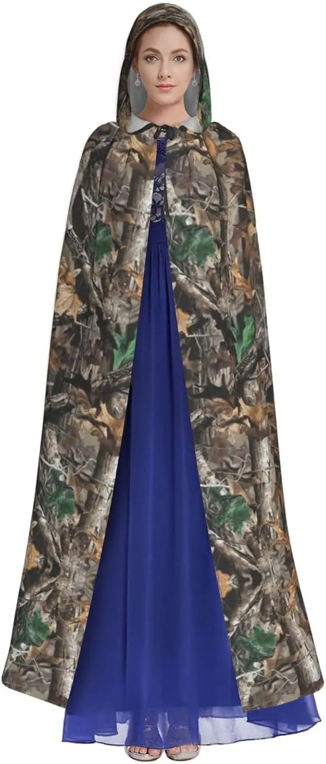 Cold Tree Camouflage print Adult Hooded Cape Carnival Festival Cape Cosplay Robe Costume party Gothic Carnival