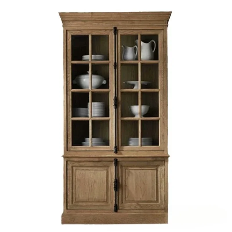 American rural high-end fashion creative solid wood bookcase, simple oak study bookcase furniture