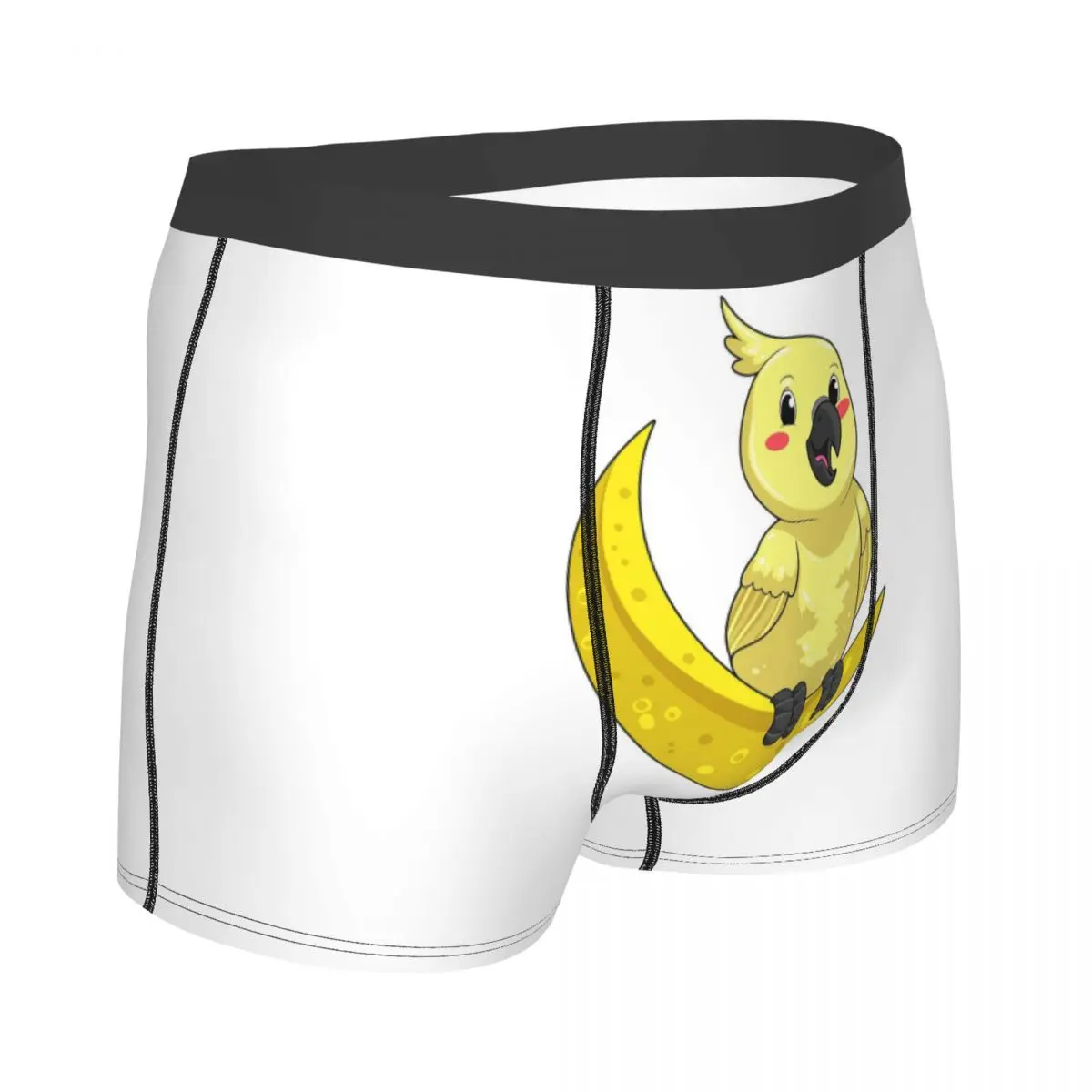 الملاكم السروال السراويل كوكاتو كوكاتيل الببغاء مع القمر سراويل الرجال ملابس داخلية جيدة التهوية لهدايا رجل رجل صديقها