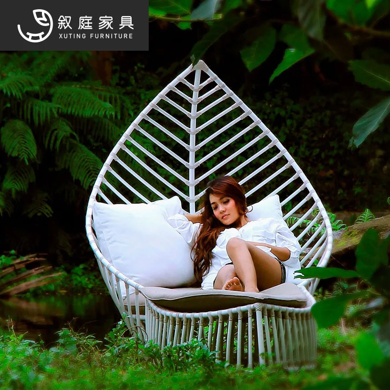 Outdoor sofa outdoor rattan chair coffee table combination simple leisure pool villa scenic public furniture
