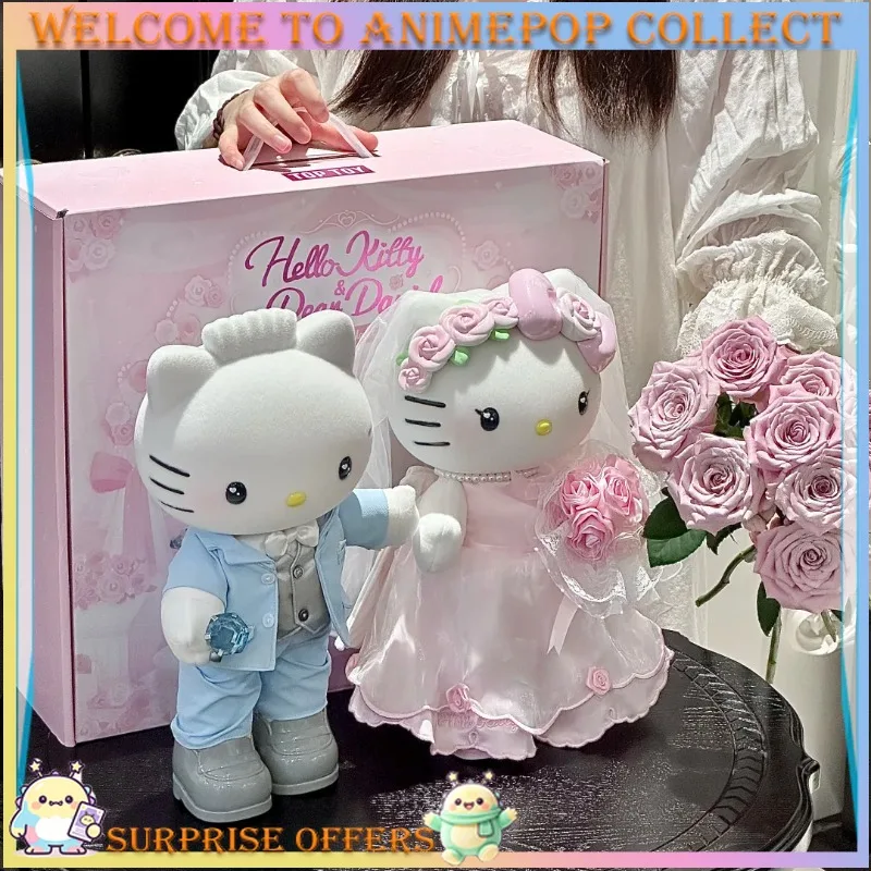 TOPTOY Hello Kitty & Dear Daniel Century Wedding Plush Doll Gift Box Cute Qixi Newlywed Present Collectible Desk Decor Art Toy.