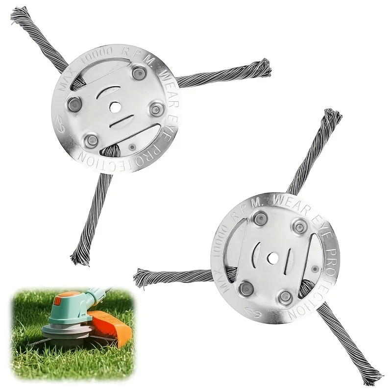 2 pieces, upgraded 6-inch steel wire weeder head, upgraded wear-resistant steel wire weeder head, suitable for low-power lithium