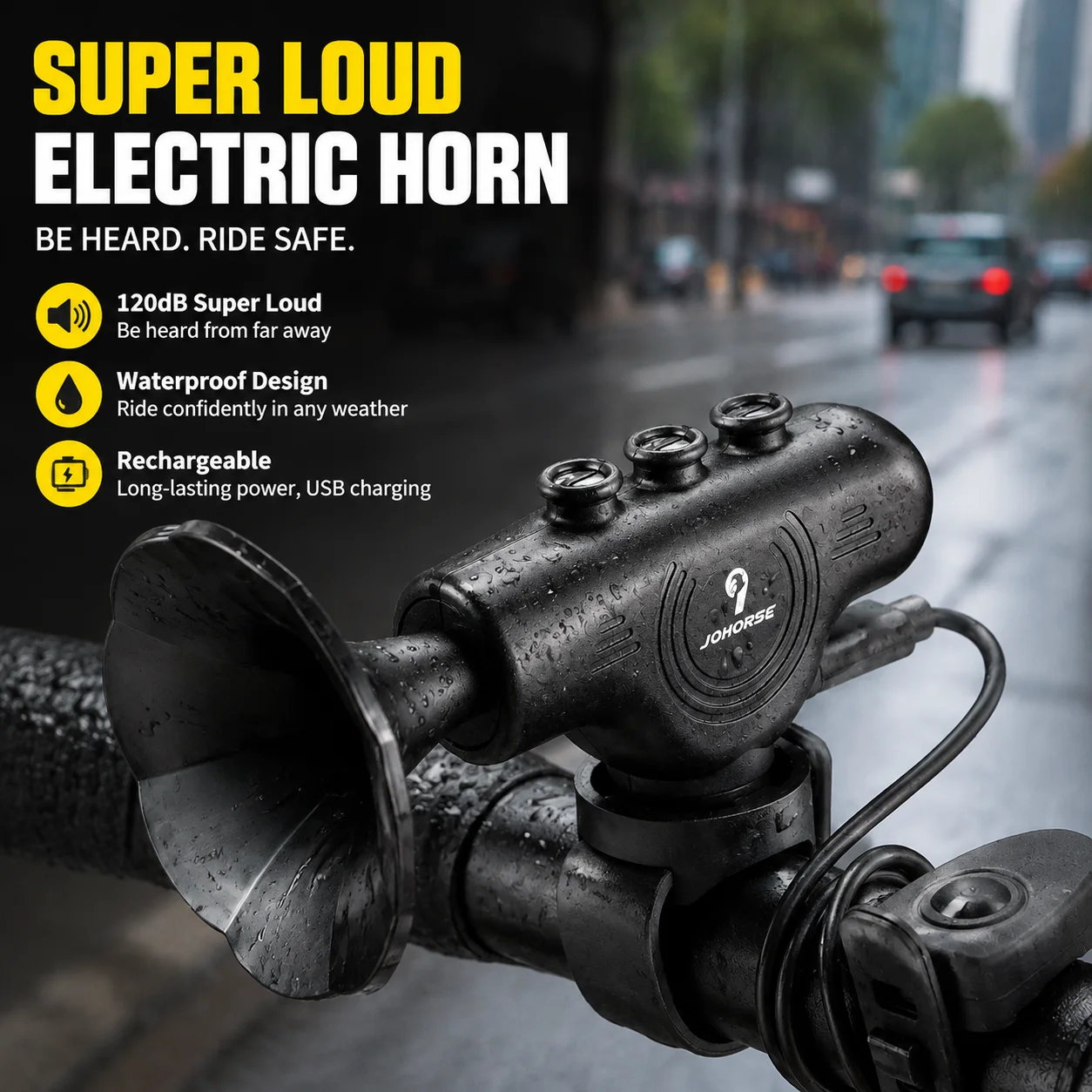 Bicycle Electric Horn Super Loud Waterproof Rechargeable Bell for Bike Motorcycle Scooter Cycling Accessory