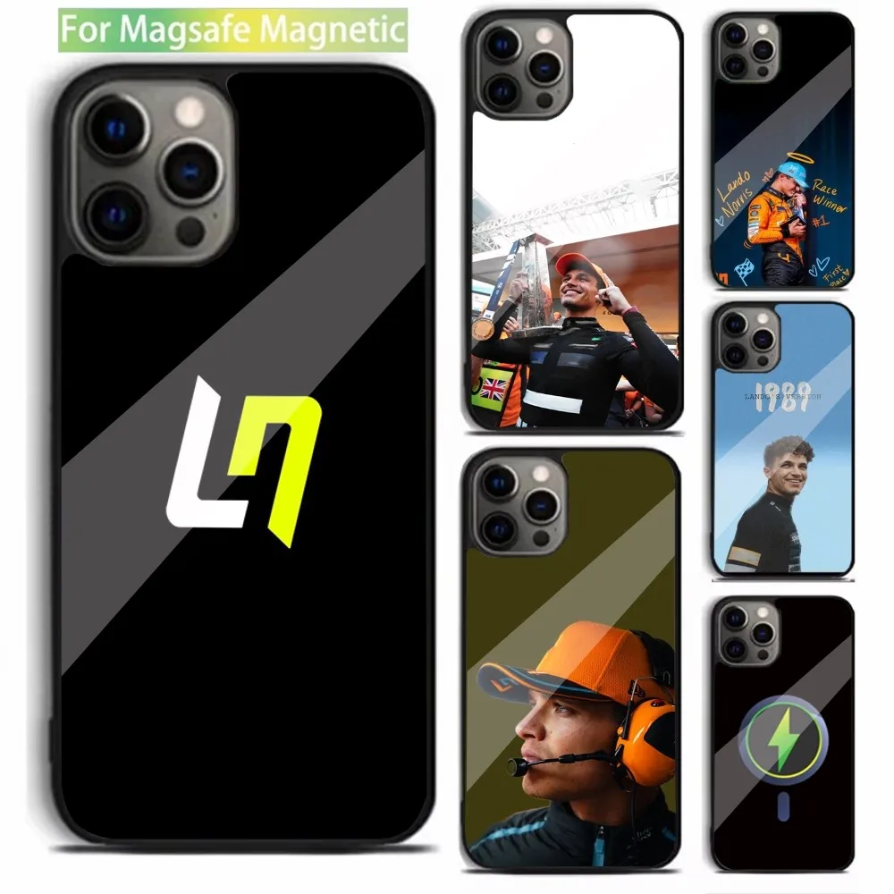 F1 Formula 1 L-Lando Norris Magsafe Magnetic Phone Case Coque For IPhone 16 15 14 13 12 11 Pro Xs Max Mini Plus Funda