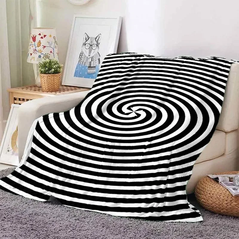 Black and White Texture Printed Blanket for Home Travel Soft and Comfortable Blanket for Adults and Children Warm Blanket