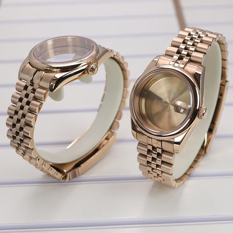 

Rose Gold 36mm 39mm Watch Cases Strap accessories Sapphire Glass For Seiko nh34 nh35 nh36 Miyota8215 Movement 28.5mm Dial oyster