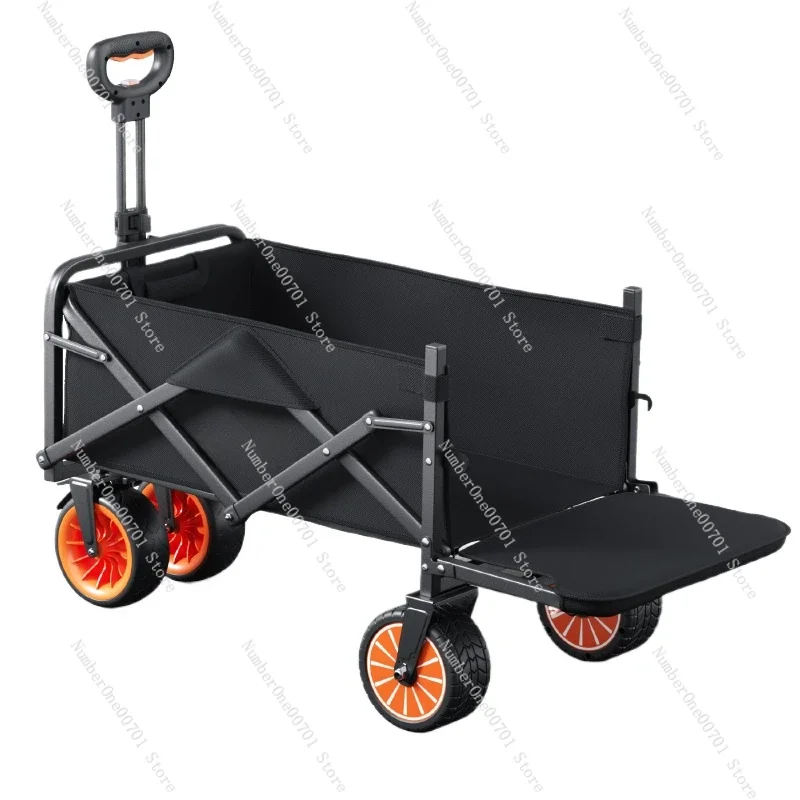Electric Camping Cart, Outdoor Folding Trailer with Power Assist & Reclining Feature