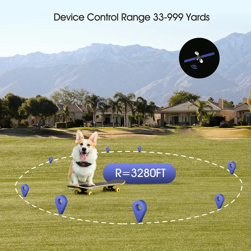 Harmless and Suitable Range Up to 3281 FT GPS Wireless Dog Fence Pet Containment System