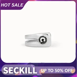 2024 Original New Product Spain UNO de 50 Jewelry Fashion Beautiful High Grade Round Gray Crystal Ring Women's High Quality Gift