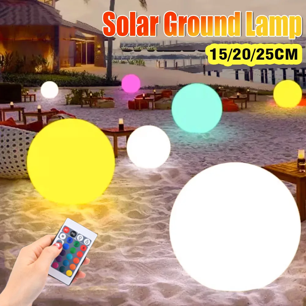 Outdoor Solar  LED Garden Ball Light Remote Control Floor Street Lawn Lamp Swimming Pool Wedding Party Holiday Home Decor Lamp