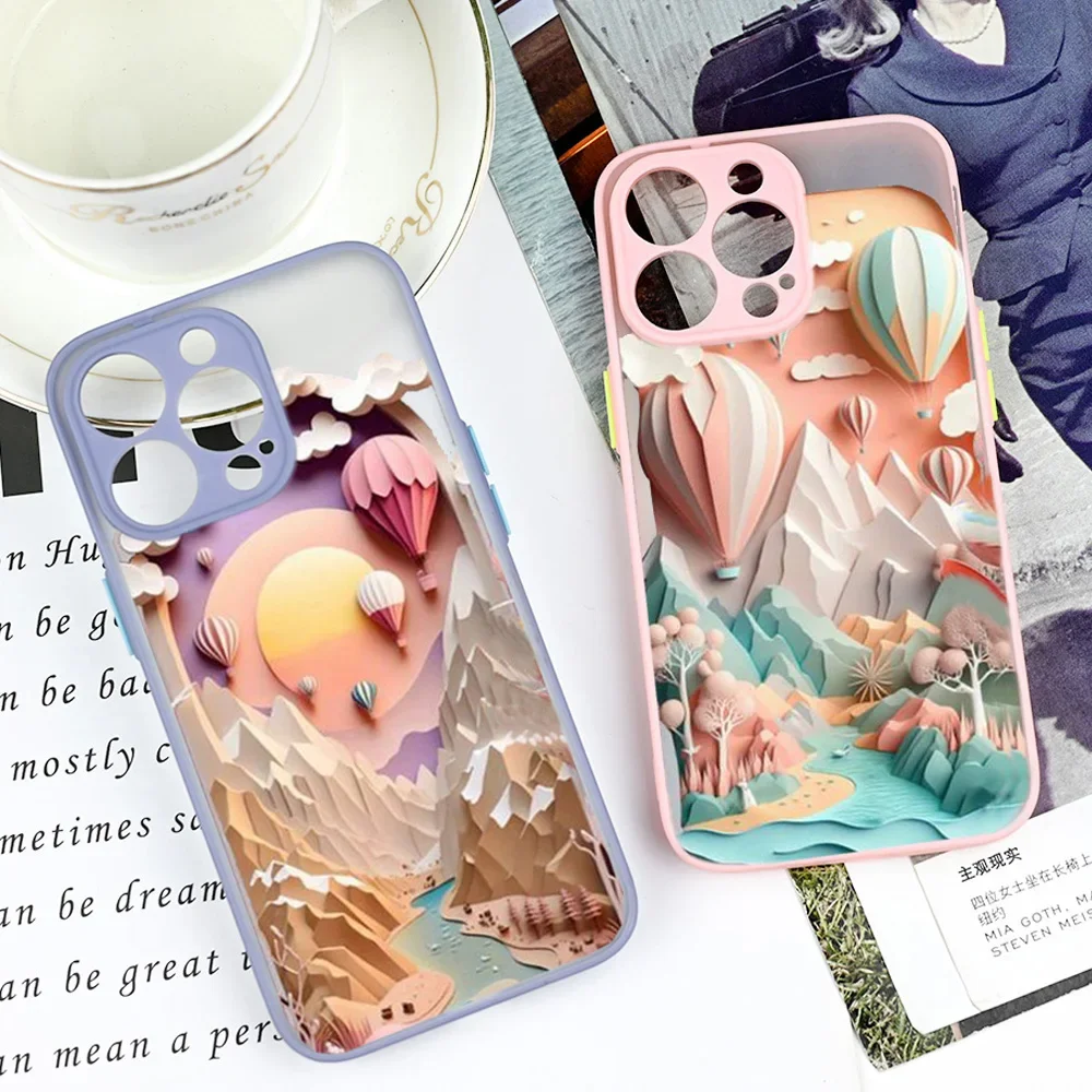 Printing Landscape Phone Case For iPhone 15 14 13 12 11 Pro Max Mini XS X XR SE 7 8 Plus Creative Mountains Shockproof Cover