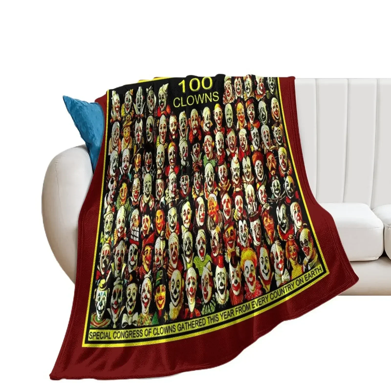 

CLOWN CONGRESS; Vintage Circus Advertising Print Throw Blanket Sofas Soft Big Summer Blankets