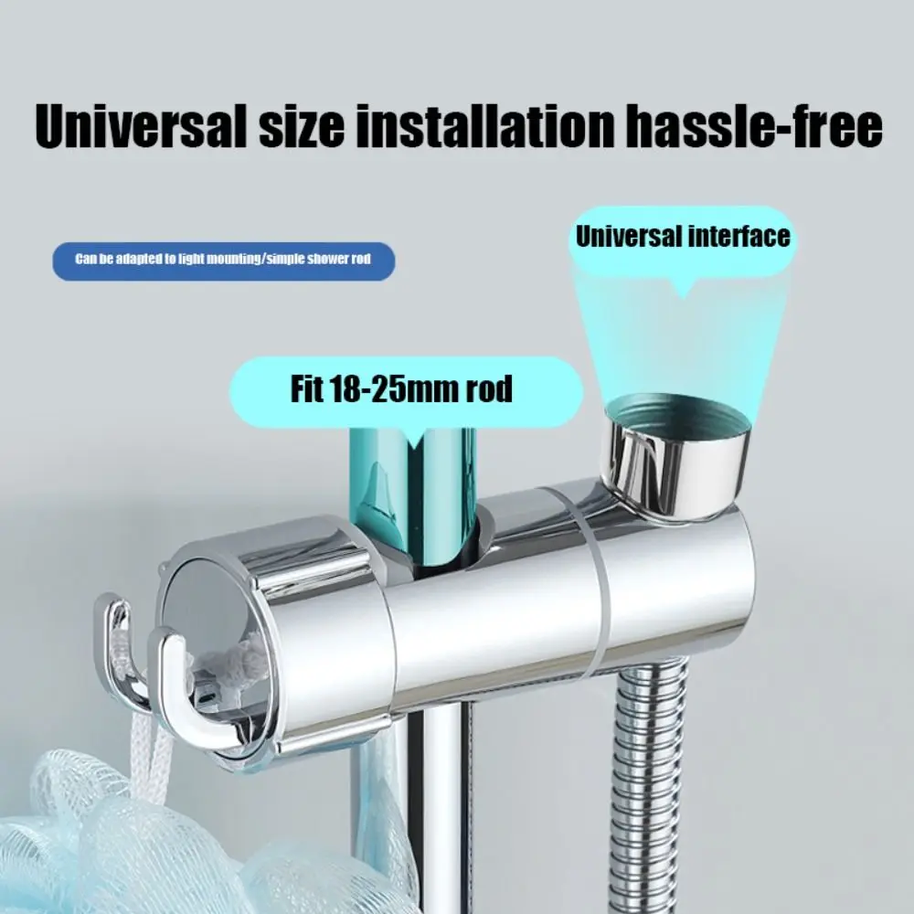 

Съемный монтаж Держатель для душа без перфорации Регулировка на 360 градусов Фиксированное сиденье для насадки для душа Круглый стержень 18-25 мм ABS