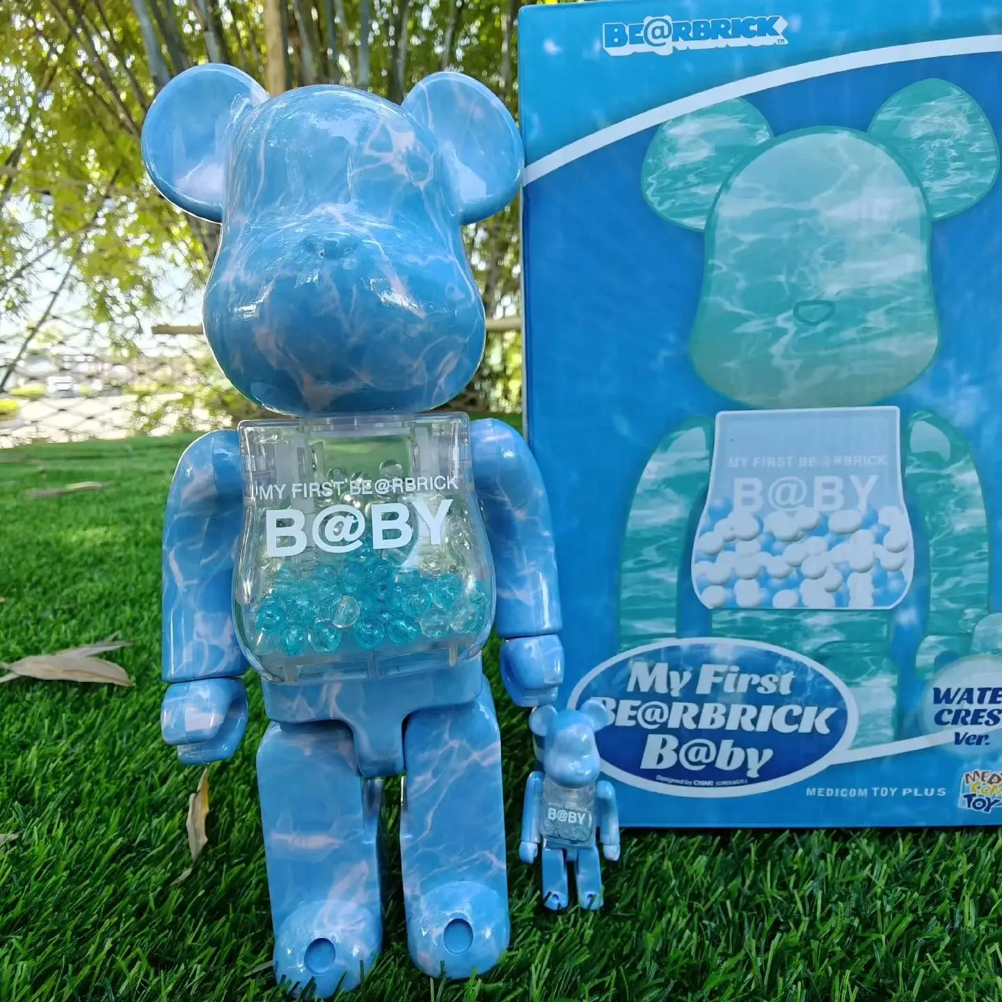 

Bearbrick 400%＋100% Water Ripple Qianqiu Home Furnishing Figure 28cm and 7cm Figure Collection Gift Doll