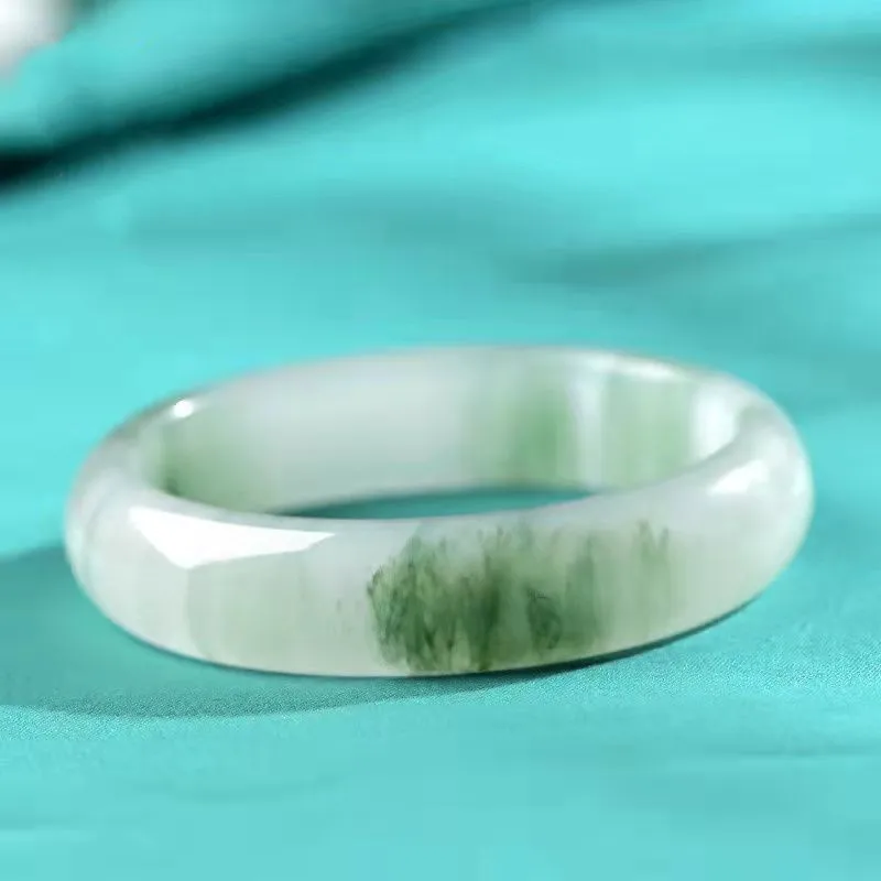 

Jinsi Jade Tianshan Jade Bracelet Temperament Women's Kunlun Snow Green Flat Bar Girl Bracelet