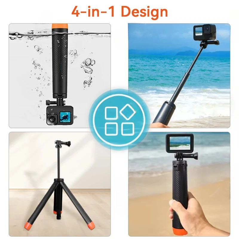 Schwimmender Selfie-Stick für Unterwasseraufnahmen – Ausziehbarer Stab, Einbeinstativ, Stativ für GoPro, Insta360 & DJI Osmo Kamera-Zubehör