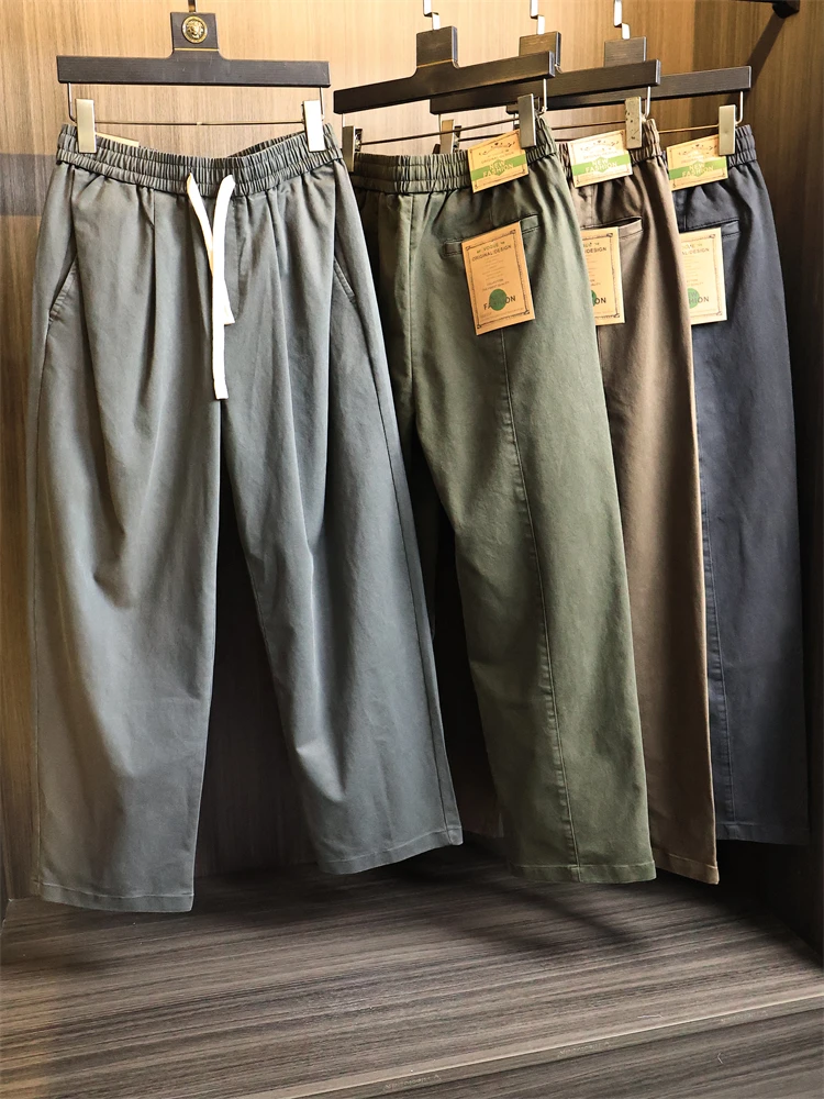 

Льняная ткань, утягивающие прямые повседневные брюки, мужские, приятные для кожи, дышащие, осенние длинные брюки, драпировка l, эластичная талия