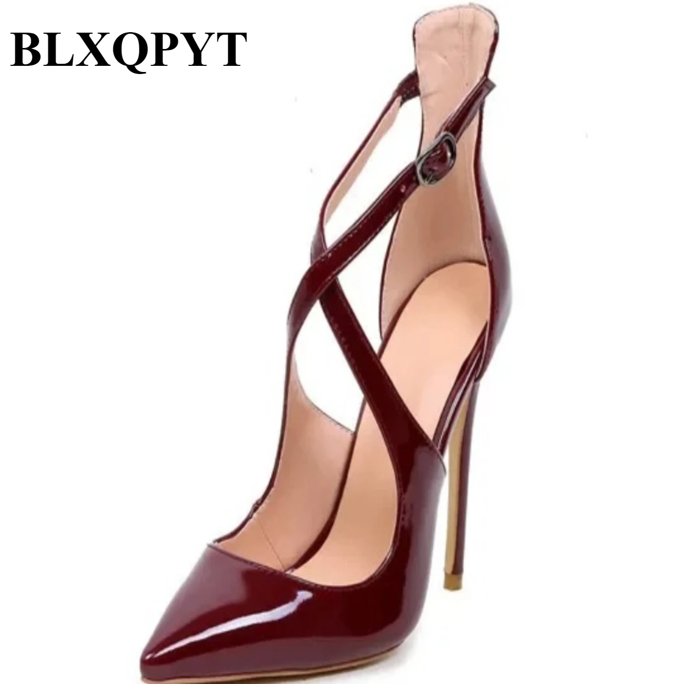 

BLXQPYT Women Pumps Stiletto Buckle Gladiator Sandals Office Party Wedding Shoes for Women Bride High Heels Plus Size 83-4