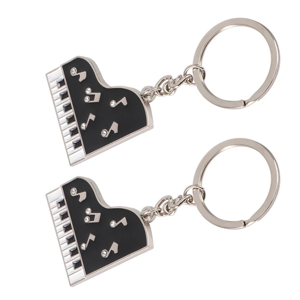 

2 Pcs Piano Keychain Zinc Alloy Durable Creative Music Keyboard Pendant Key Ring Backpack Handbag Decor Mini Playable Versatile