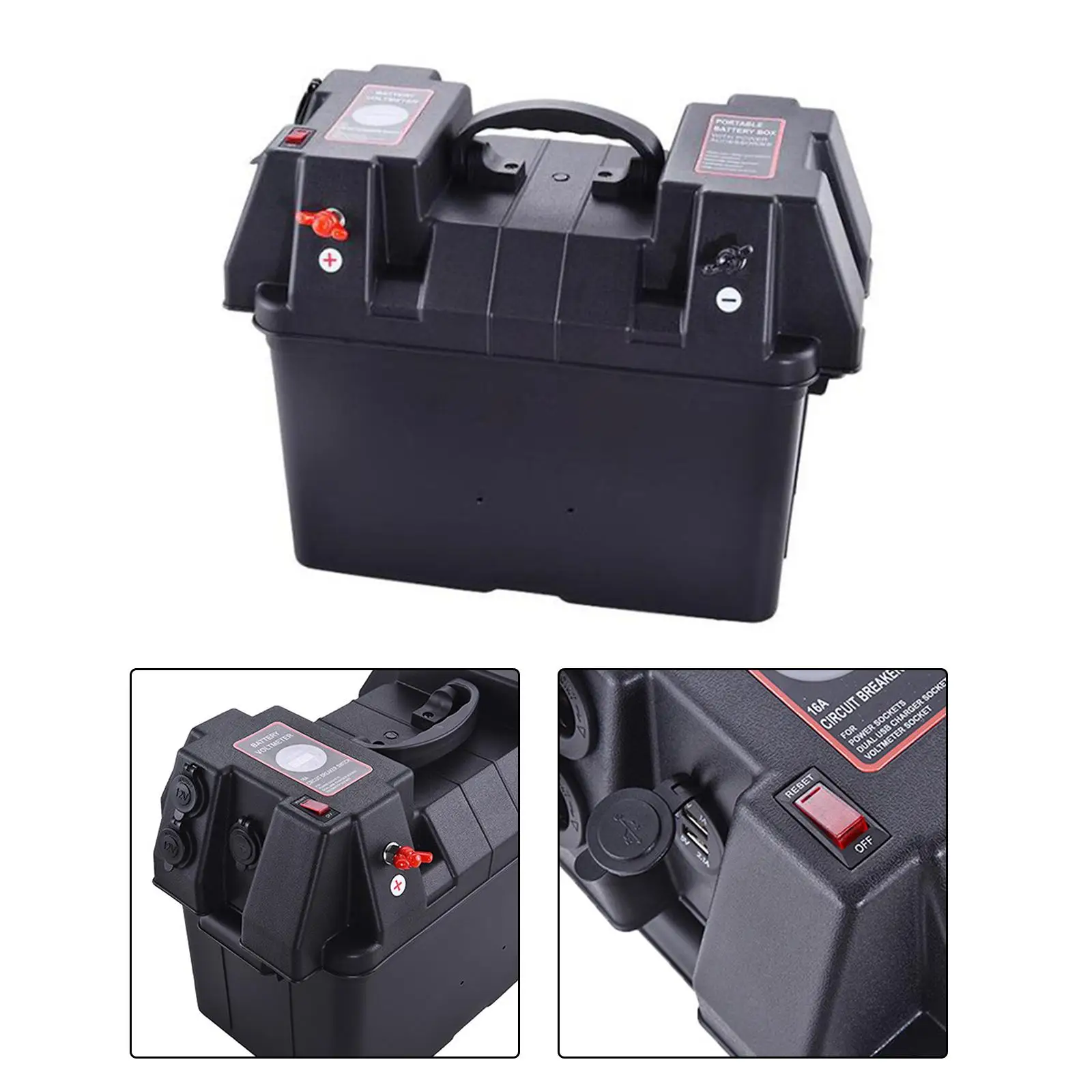 

Battery Box Waterproof Multifunctional Heavy Duty Organizer Container Batteries Carrier for Suvs RV Trailer Camper Outdoor