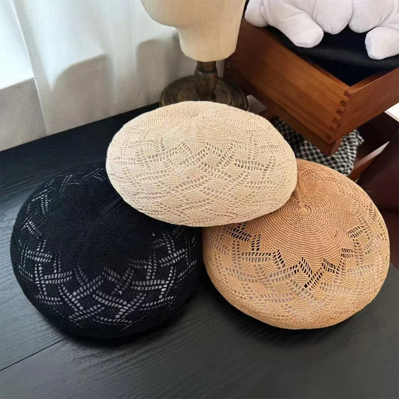 Boina de Verano Transpirable Sólida y Hueca para Mujer, Gorro de Pintor de Moda para Exteriores, el Mejor Complemento, Sombrero Casual con Protección Solar, Regalo para Mujer