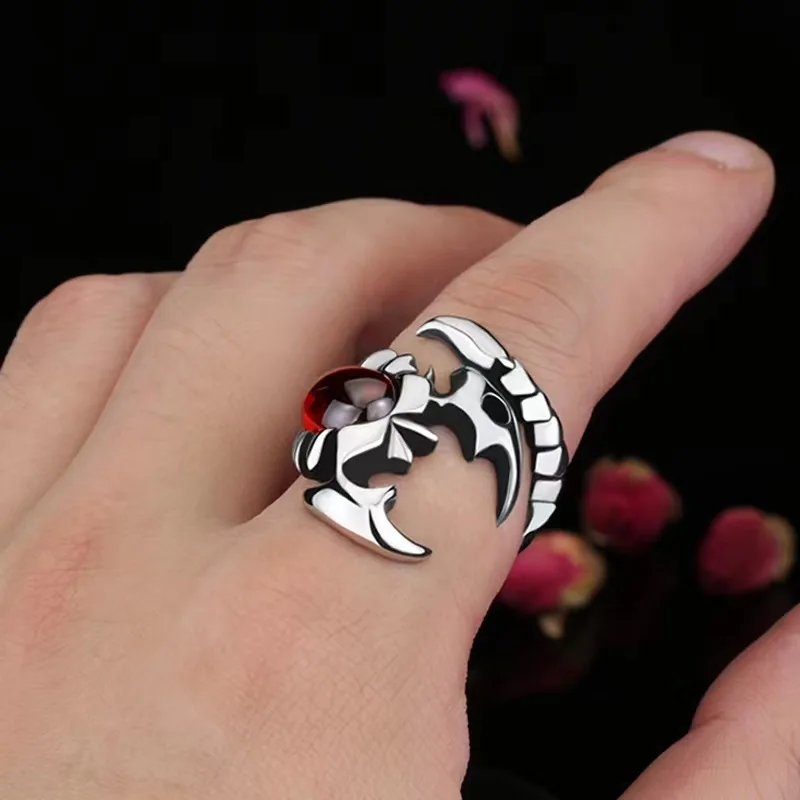 Retro Punk Men Ring Scorpion Cool Hip Hop Rock Locomotive Ring Alloy Ancient Silver Color Finger Ring Women Jewelry