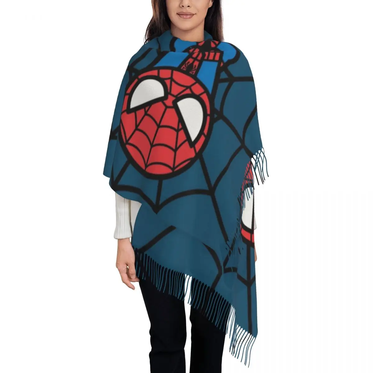 Customized Printed Kawaii Spider Man Hanging Upside Down Scarf Men Women Winter Warm Scarves Spiderman Shawl Wrap