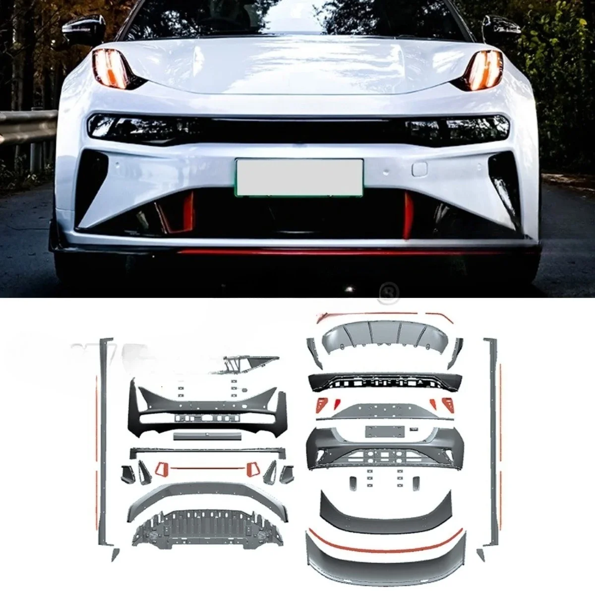 Front Bumper Lip Spoiler Side Splitter Deflector Guards Side Skirt Rear Spoiler Bumper for 001 FR Body Kit Car Accessories