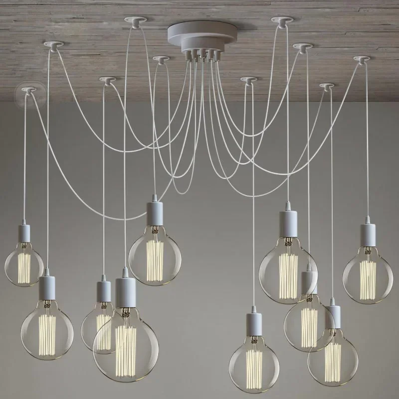 Nordic Spider Industrial Pendant Lamp E27 Loft Edison Industrial Hanging lamps Length 120cm 150cm 200cm Pendant Lights