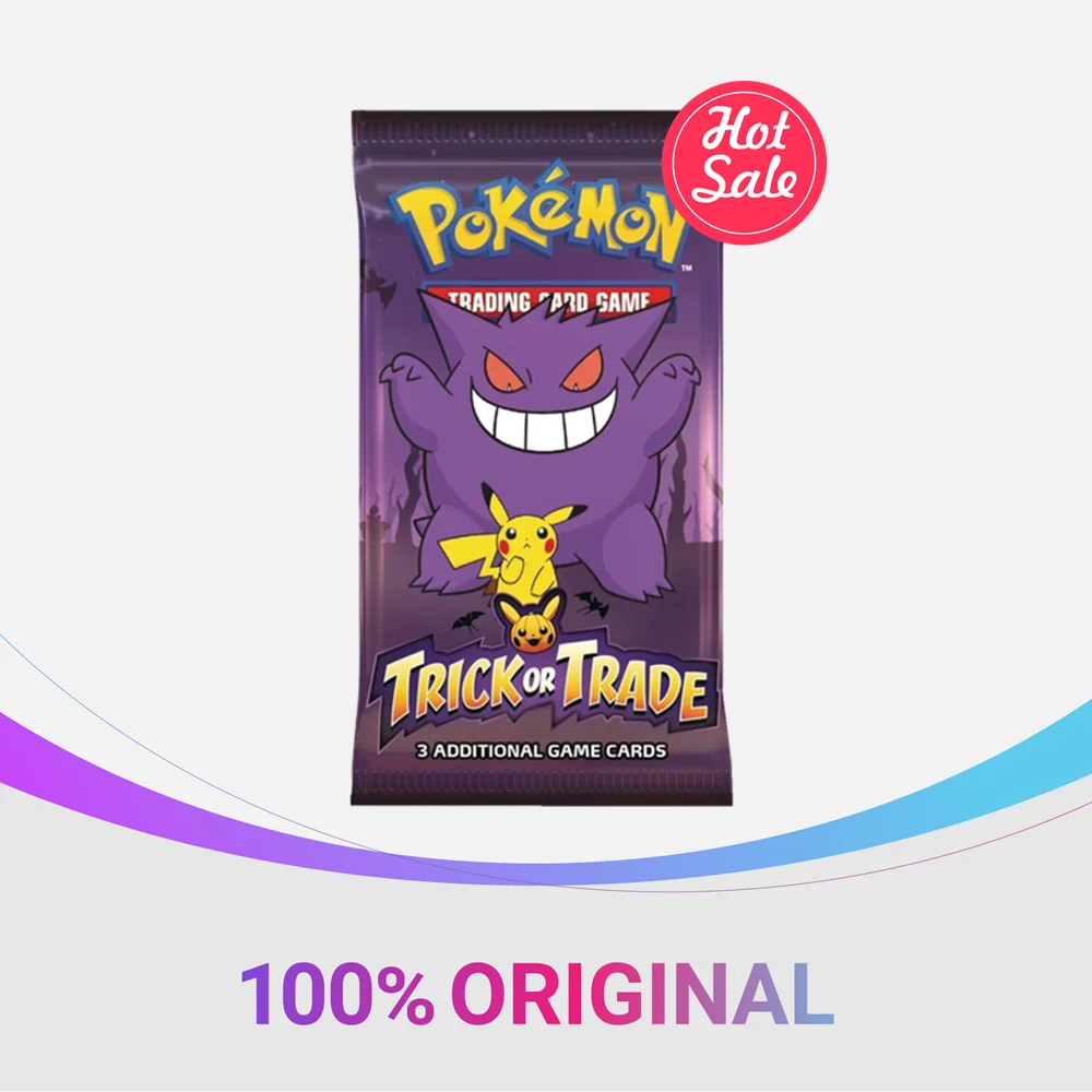 

Cartoon Anime Pokemon Game Collection Card Halloween Trick or Trade Gengar & Pikachu Cards Mini Booster Bag Battle Trainer Gift
