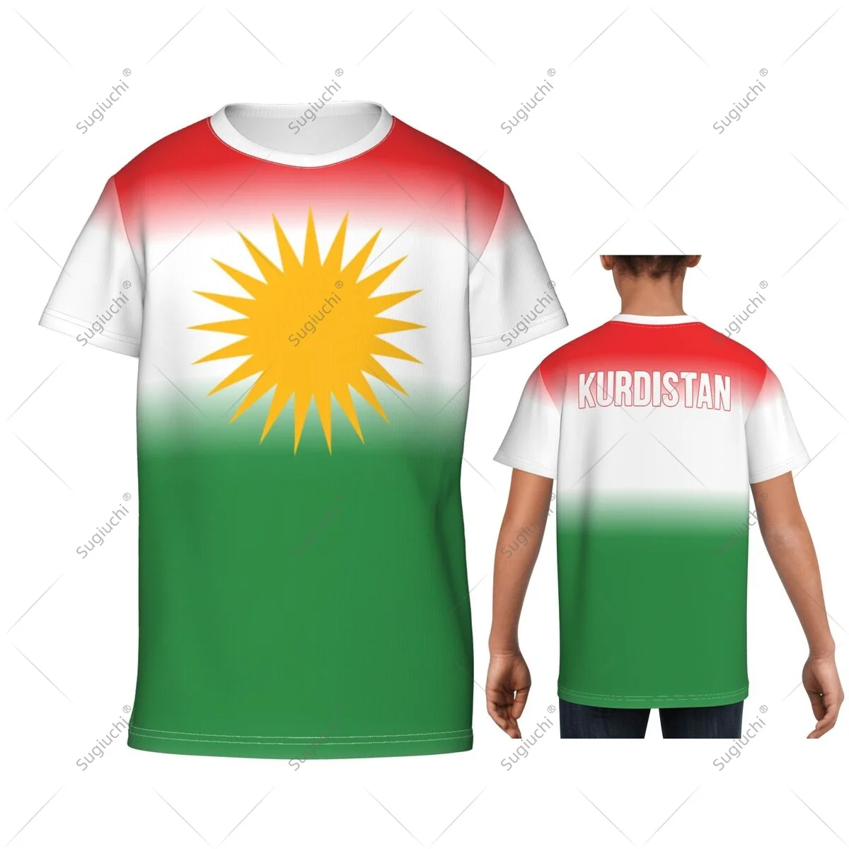Kurdistan Flag Youth 3D Sports Mesh T-shirts For Kids Boy/Girl Tees Running Bike Soccer Tennis Football