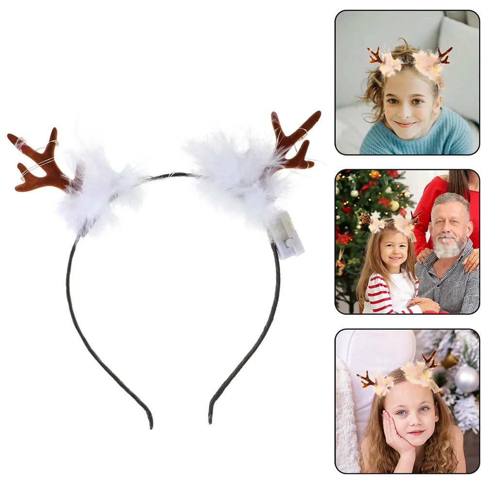 

6 Pcs Adult Costume for Women Luminous Antler Headband Christmas Hairbands Chic Headdress Brown Xmas Hoops Miss