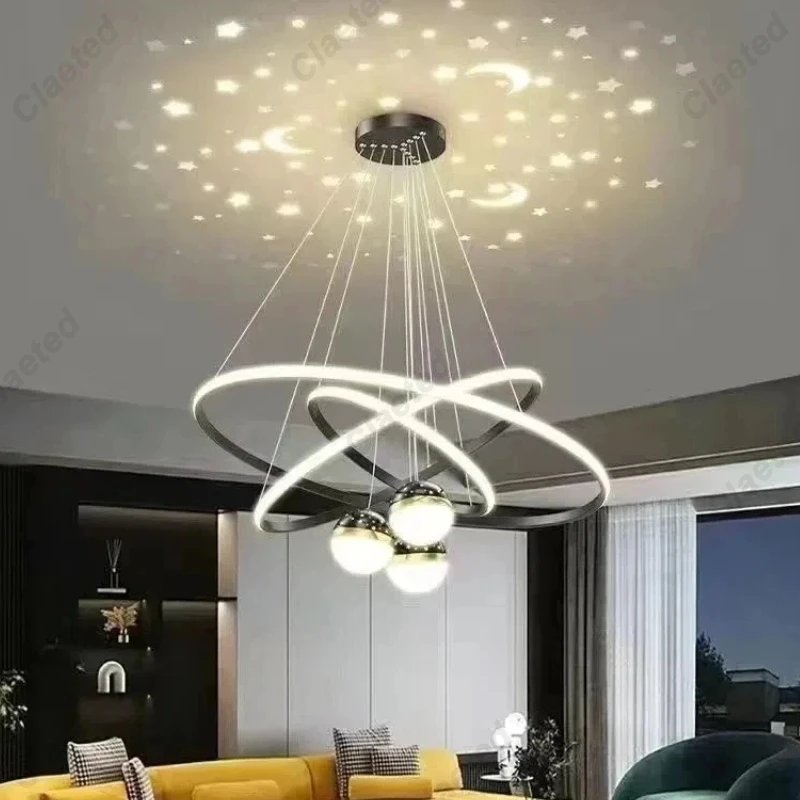 Nordic Led Pendant Light Modern Fashion Circular Lamp Black Golden Chandelier Living Room Bedroom Kitchen Hanging Lighting