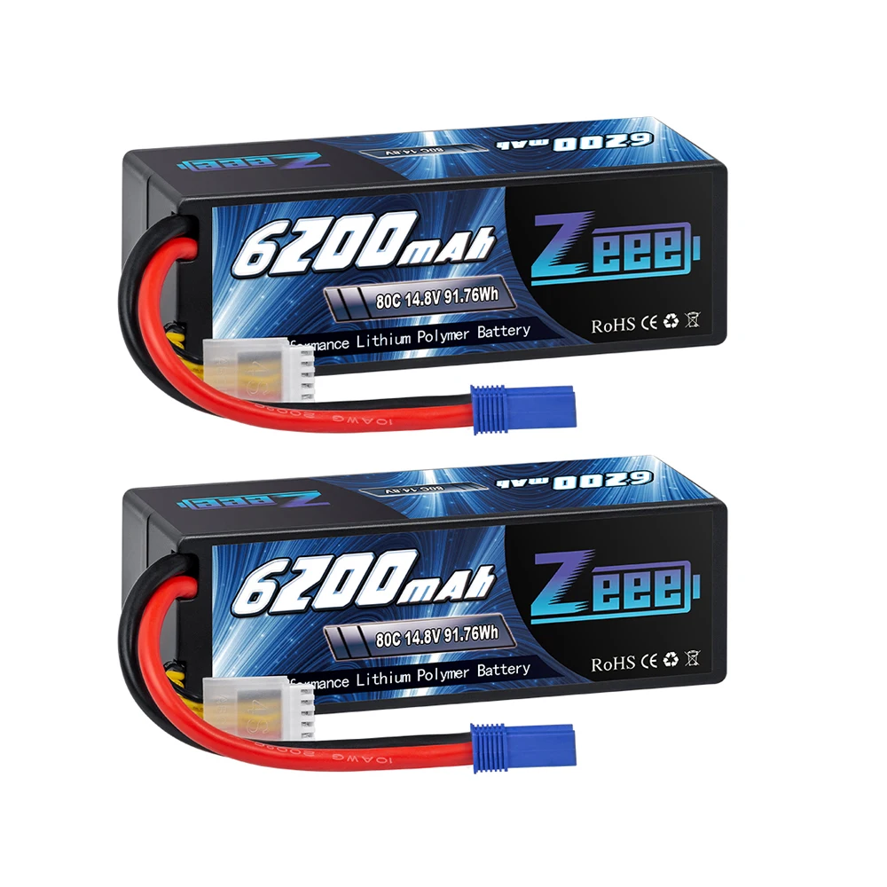 Zeee 4S 6200Mah Lipo Batterij Voor Rc Auto 14.8V 80c Hardcase Met Ec5 Plug Voor Fpv Drone Buggy Troggy Race Hobby Rc Model Onderdelen