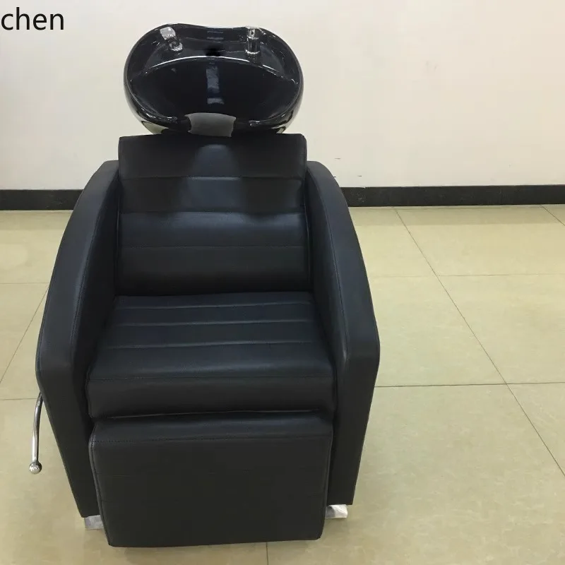 HT  Small Shampoo Bed Sitting Reclining Chair Hair Salon Special Ceramic Basin Deep Basin Washing Bed