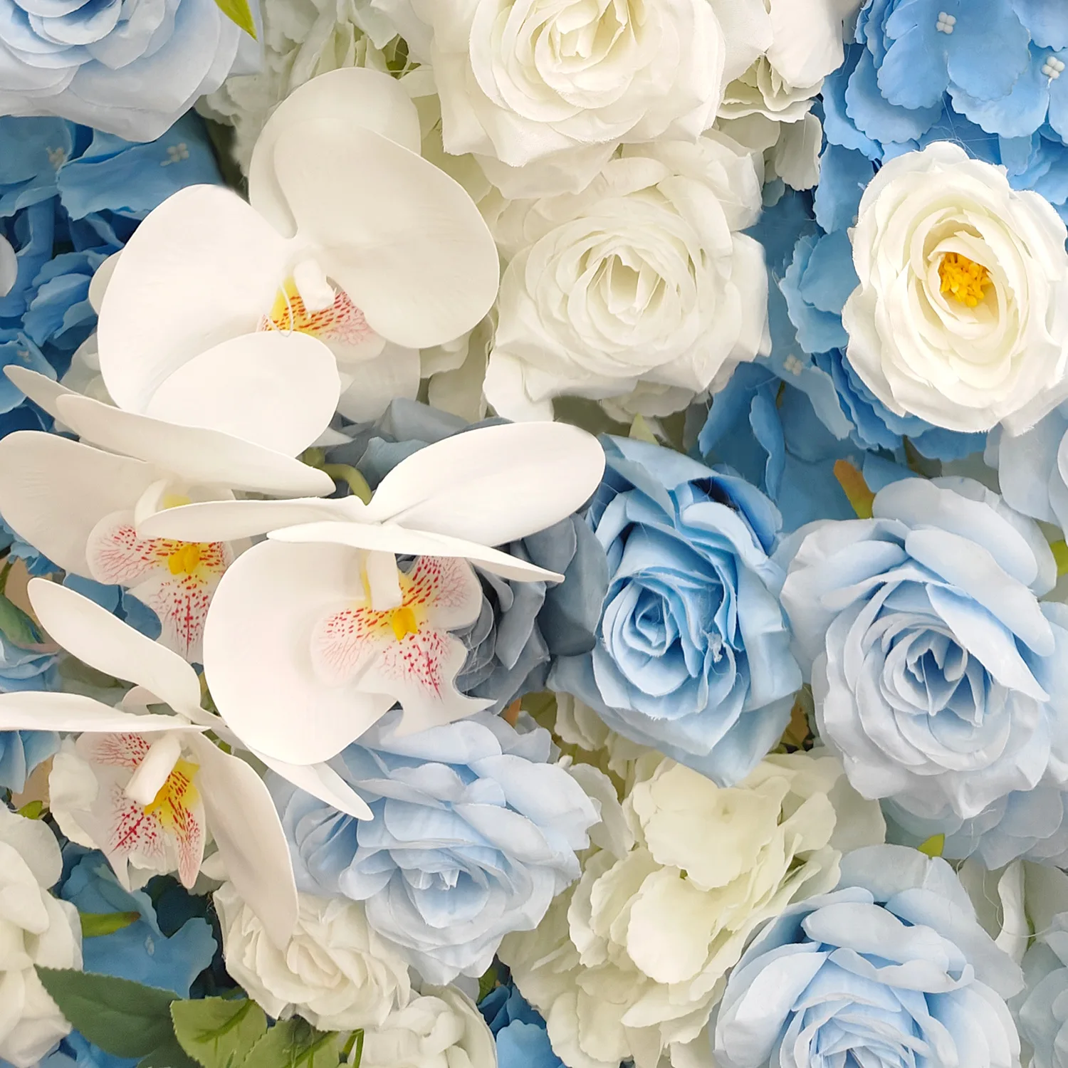 Blue flower wall background wall artificial simulation flower wall, wedding decoration hotel