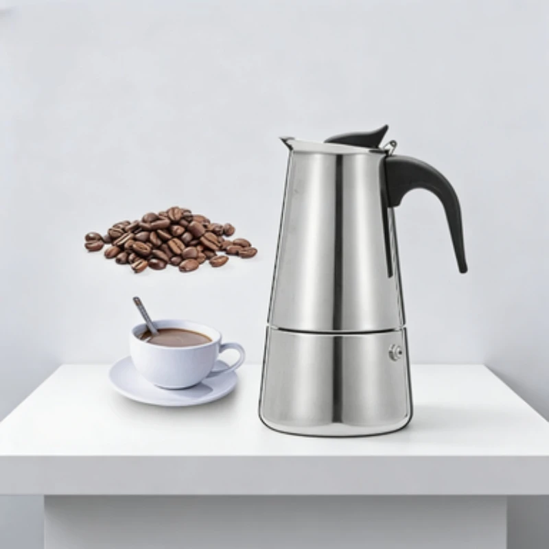 Portable Stainless Steel Moka Pot 200/450ml Espresso Coffee Pot with Electric Stove Filter Percolator Small Coffee Kettle Pot