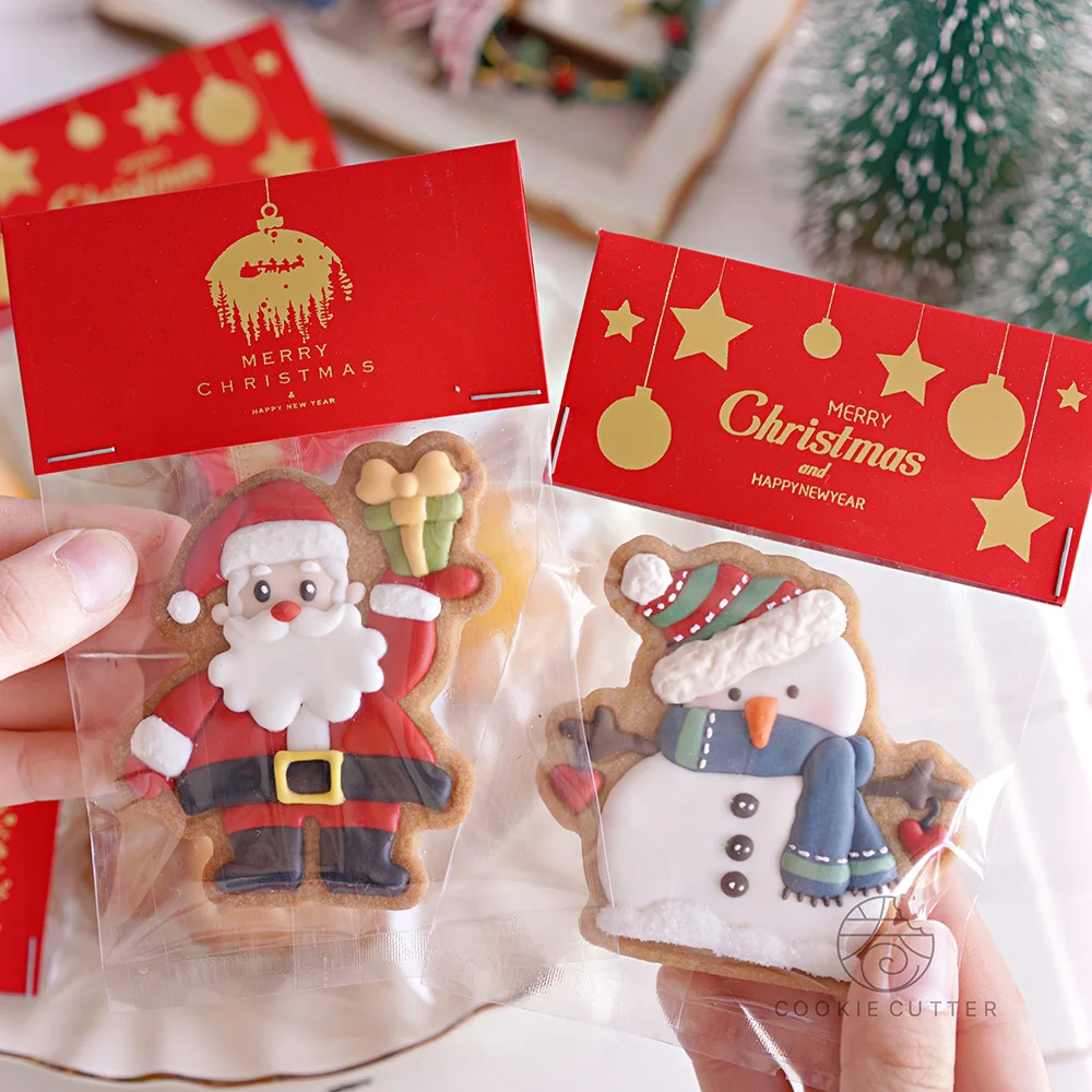 40Pcs Merry Christmas Paper Decoration Card  For Candy Nougat Cookie Bag Red Merry Christmas Gift Cards Greeting Card Christmas