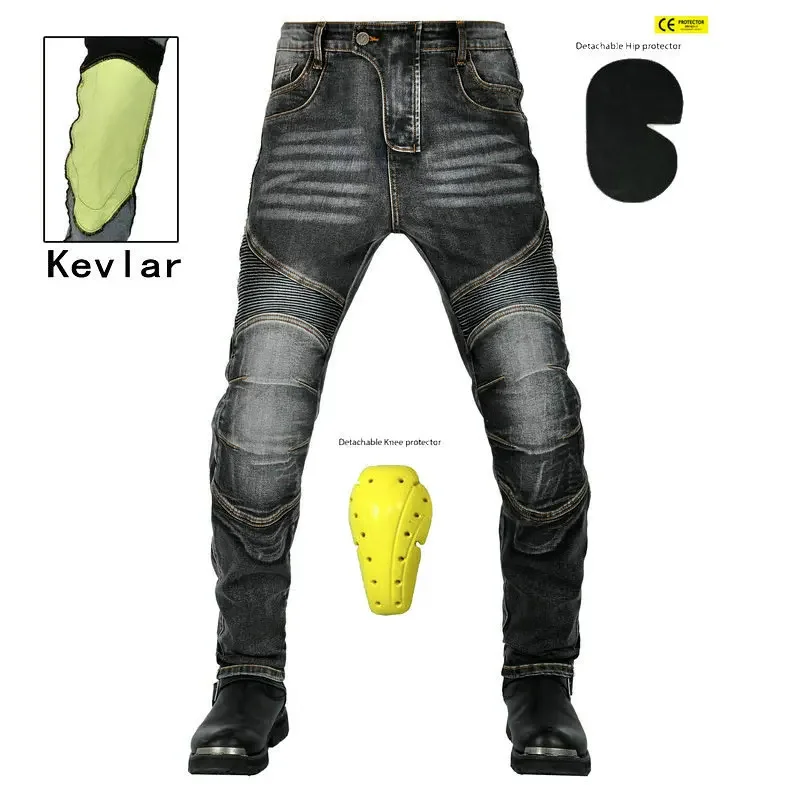 Motorcycle Cycling Jeans Pants Man Protective Riding Suit Retro Casual Anti-fall Pants Tights Fashion Motorbike Hiking Clothes