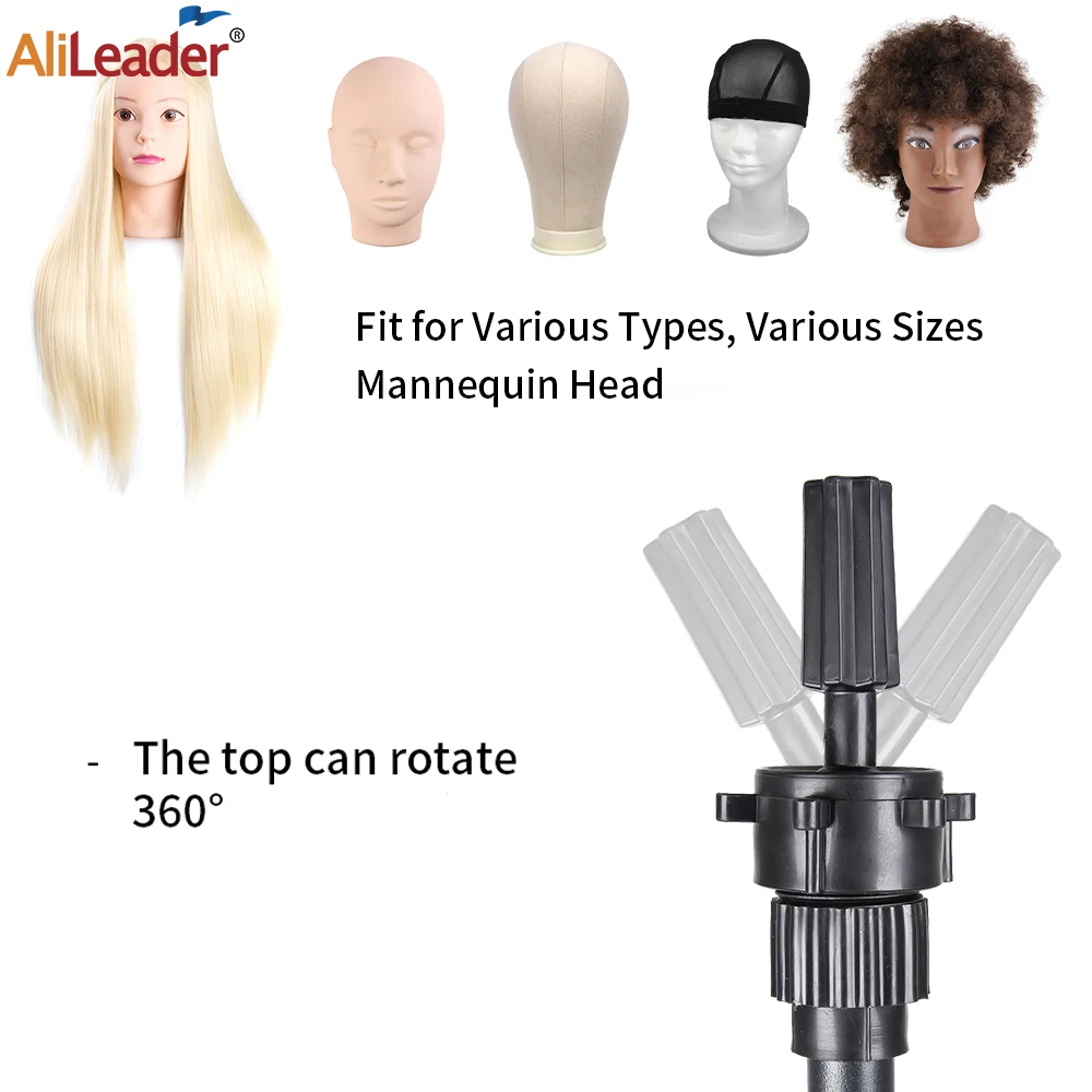 Mini trépied de 64CM pour tenir la tête de Mannequin, tête de fabrication de perruque de bonne qualité avec broches en T, support de perruque en métal réglable