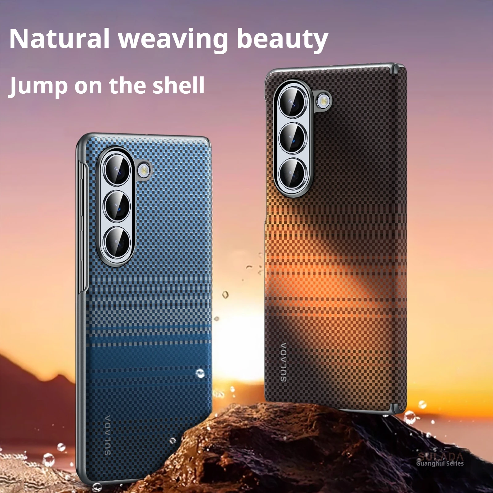 

Carbon Fiber Texture for Samsung Z Fold 6 Case SULADA Optical Bag Center Axle Magnetic Protection Case for Samsung Z Fold 5