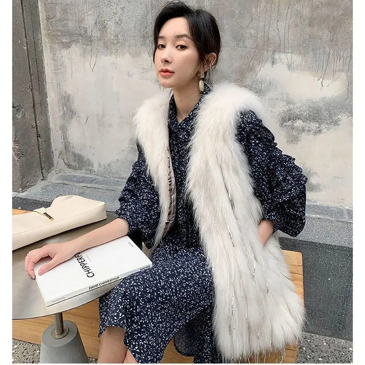 جديد خريف وشتاء 2025 معطف فرو محبوك للنساء متوسط الطول غير رسمي ومتعدد الاستخدامات شرابة فضفاضة XT1796 #4