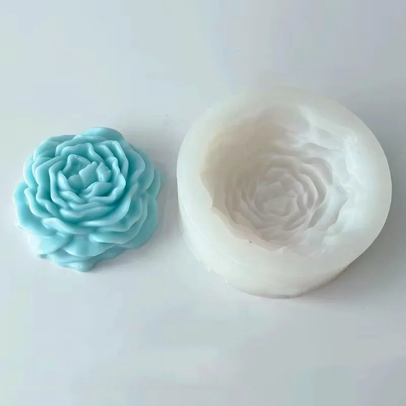 Neue Rose Pfingstrose Silikon Kerze Form 3D Blume Seife Handgemachte Handwerk Gips Harz Schokolade Kuchen Backform Hochzeit Dekoration