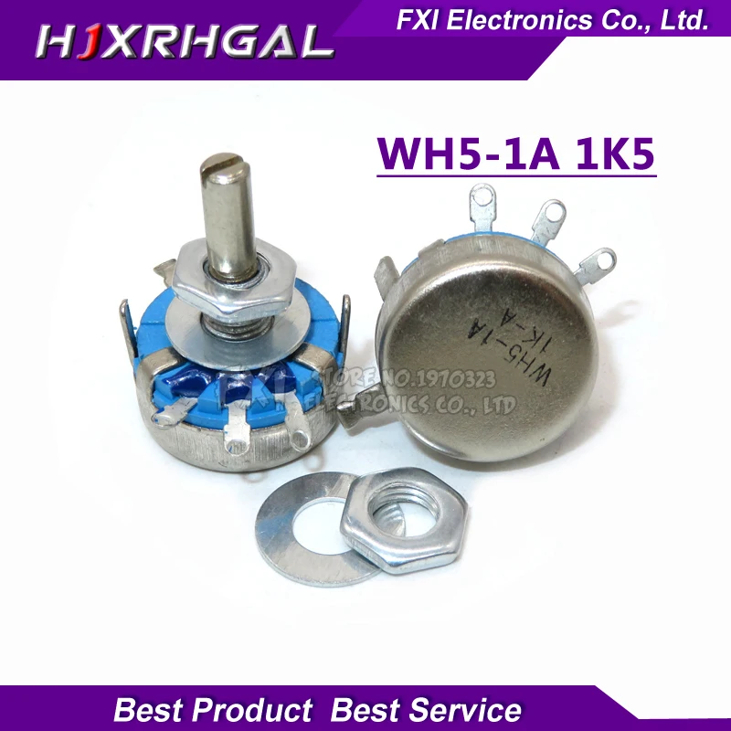 

2pcs WH5-1A 1k5 ohm 3-Terminals Round Shaft Rotary Taper Carbon Potentiometer