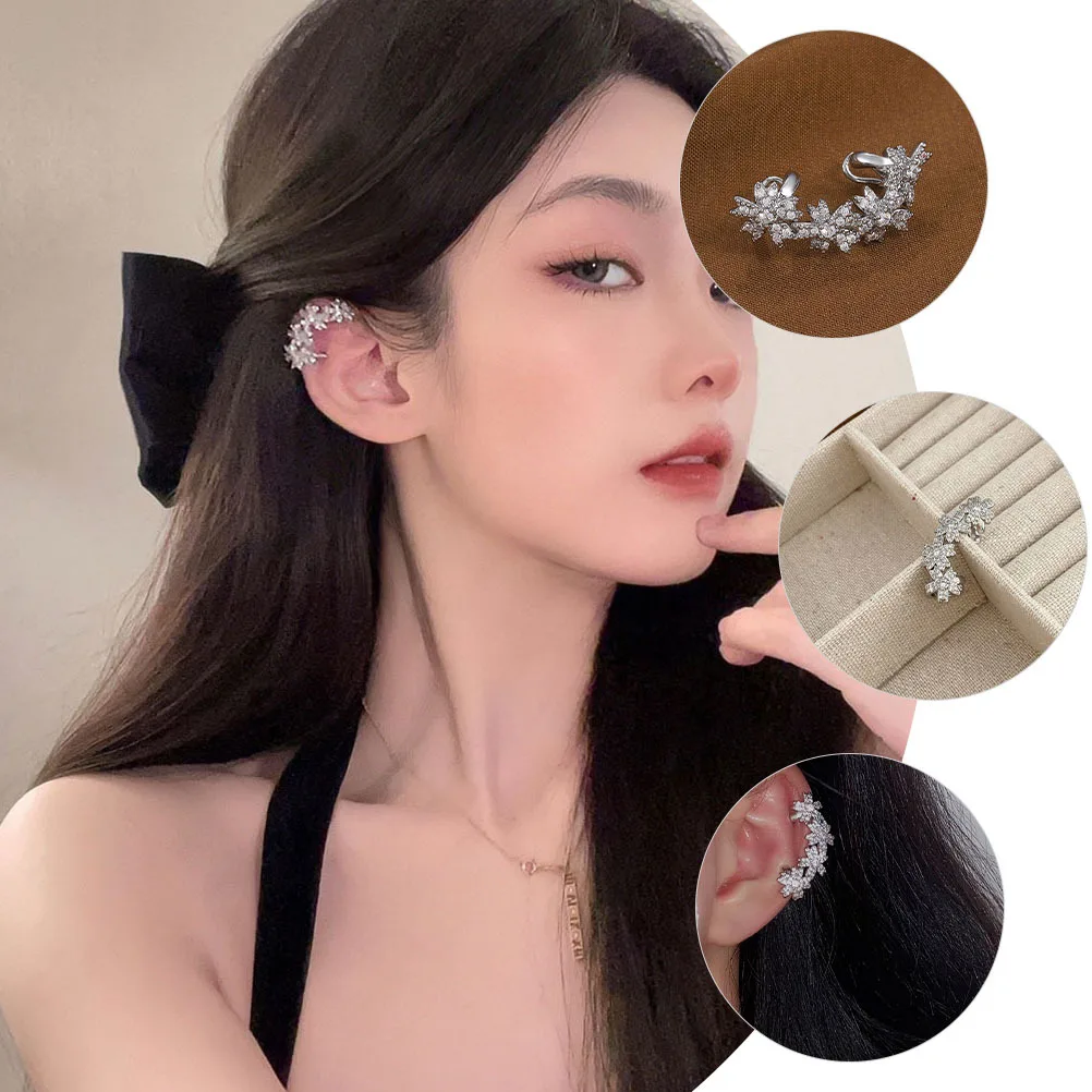 

1Pair Floral Ear Cuff Earrings Non Pierced Clip on Cartilage Cuffs Stylish Women's Ear Jewelry for Birthday Valentine's Day Gift