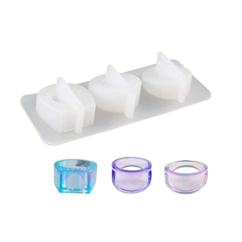 3XUA Silicone Ring Jewelry Making Mold Silicone Resin Jewelry Molds Three Ring Pattern for Crafters and Designers