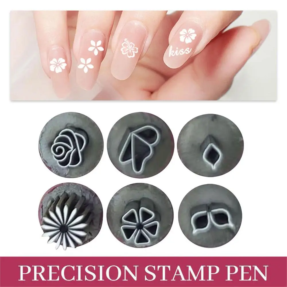 6pcs Nail Art Stamp Pen Set, Nail Art Pen Set, Nail Graffiti Use, Dotting Simple Tools Design, To Easy Nail Stamp Art With C1x9