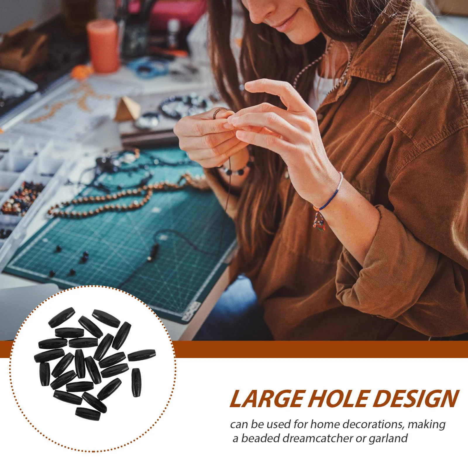 

50Pcs Oval Shaped Wood Beads Loose Spacer Beads for Necklace Bracelet DIY Jewelry Making Craft Projects Home Decor Use