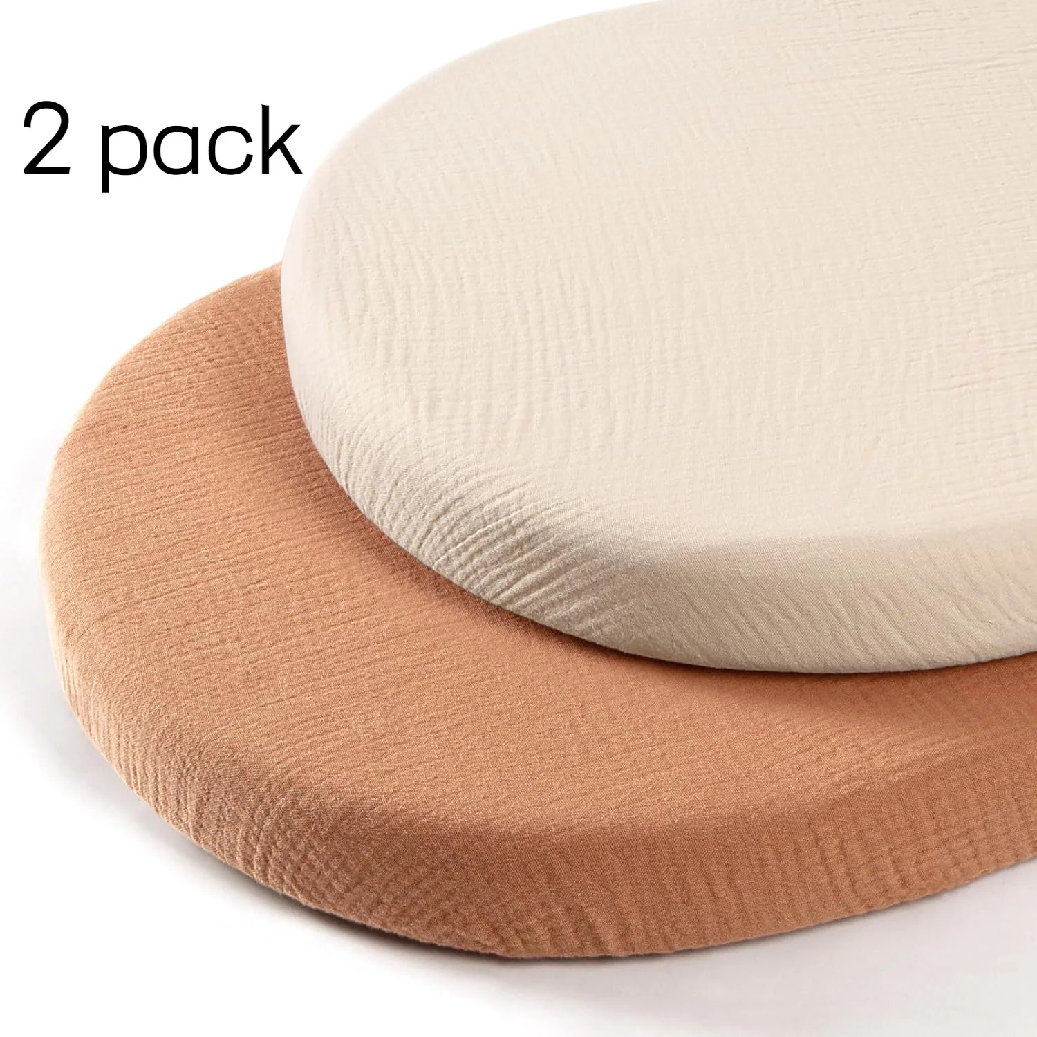 2PCS Newborn Changing Pad Cover Fitted Bassinet Sheet Muslin Cotton Breathable Crib Fitted Sheets Cradles Mattress Cover Solid